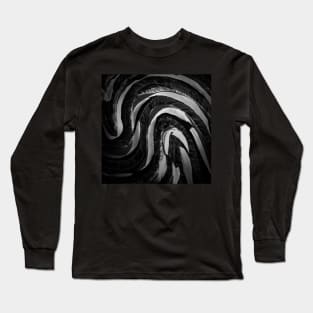 Hexa Wave - Black and White Long Sleeve T-Shirt
